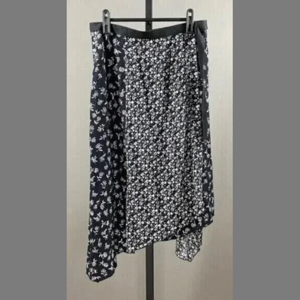 NEW Rag & Bone Skirt Womens 2 black white floral wrap midi designer